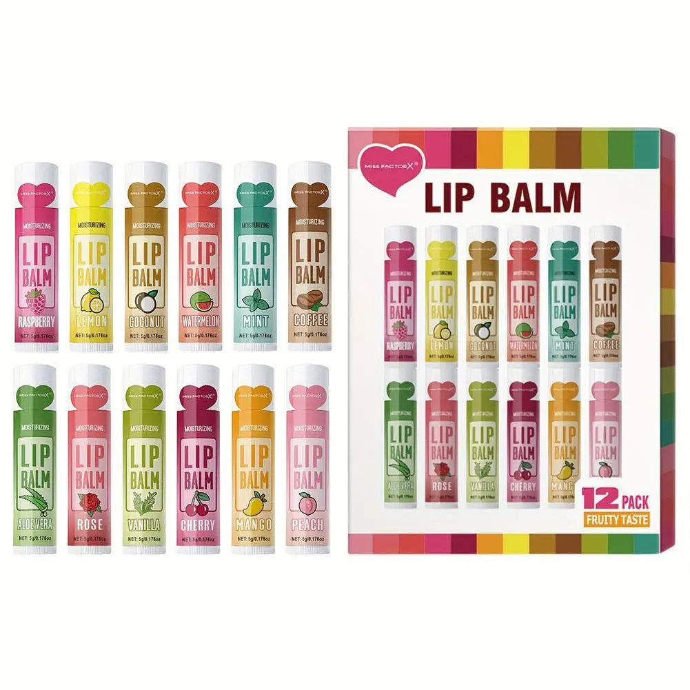 6/24pcs Assorted Fruit Flavor Lip Balm Set - Hydrating, Nourishing & Prevents Chapped Lips - Care for Dry Lips & Fine Lines BeautyBond