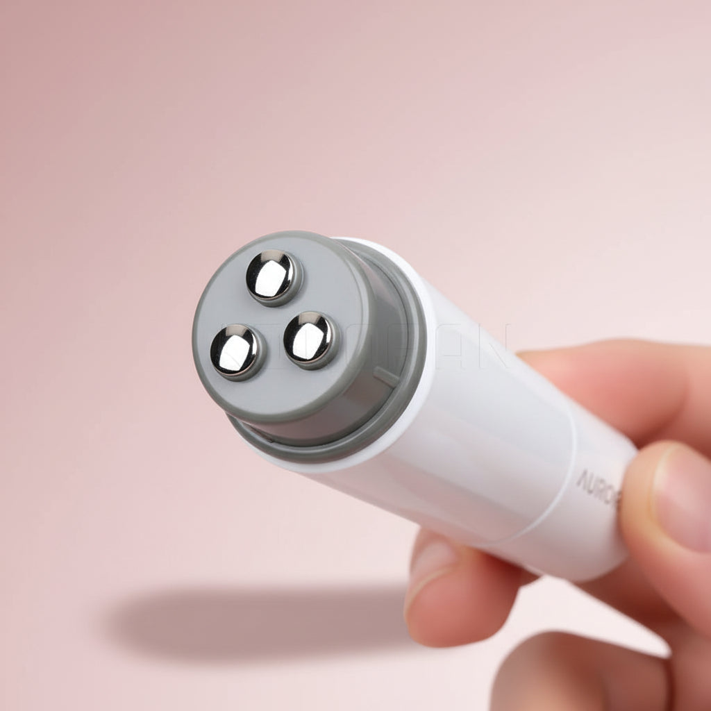 Mini Massage Pen Portable 4 Head Electric Eye Massage Instrument Tools Relax Device Lift Face Vibration Stick Health Care White BeautyBond