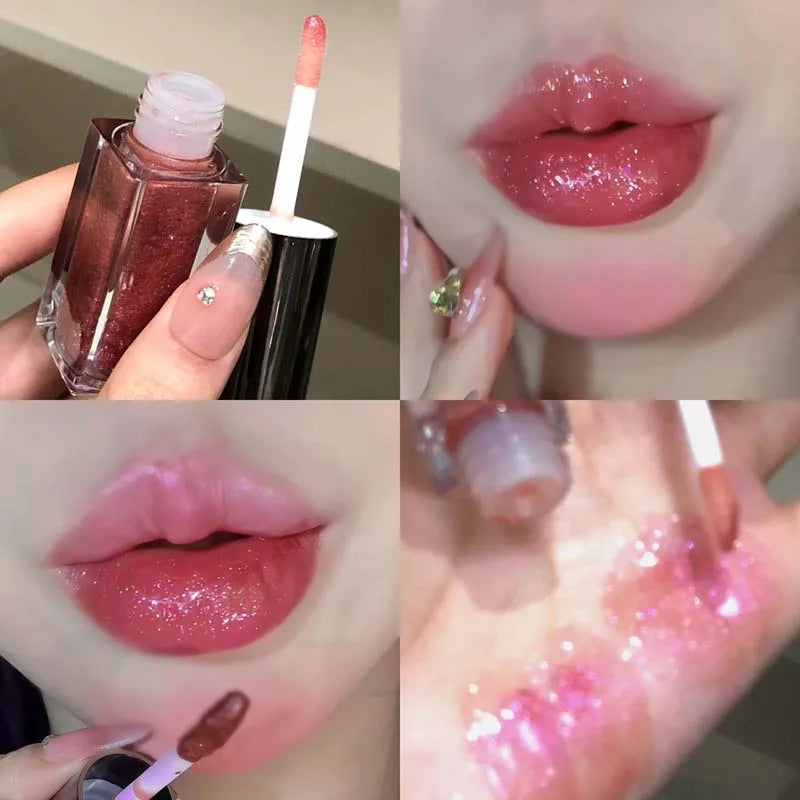 HERORANGE Glittering Mirror Lip Glaze, Watery Shimmering Light Lip Gloss Makeup 6 Colors, Hydrating Moisturizing, Long Lasting BeautyBond