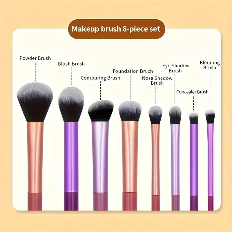 8pcs Makeup Brush Kit Soft Synthetic Hair Make Up Brushes Foundation Blush Eyeshadow Cosmetic Makeup Tools BeautyBond