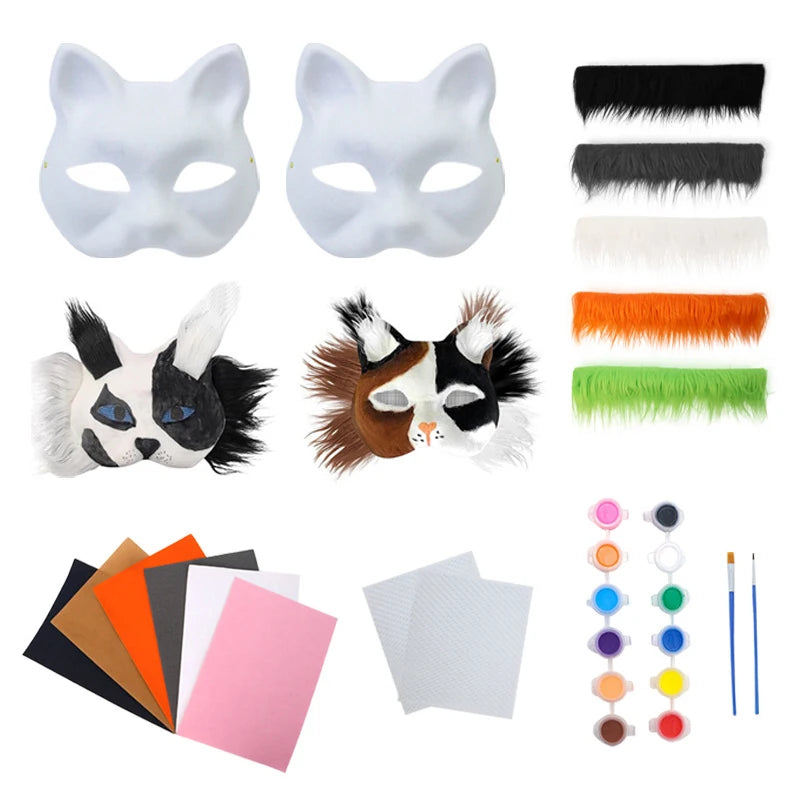 DIY Cat & Fox Therian Mask Kit — 3-Pack Hand Drawn Animal Masks BeautyBond