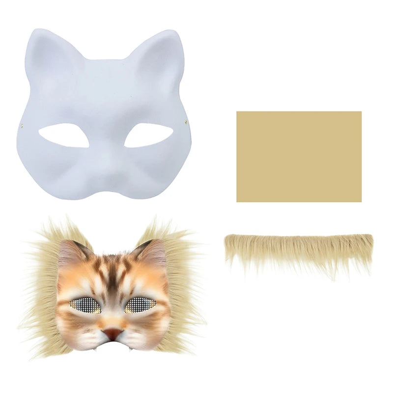 DIY Cat & Fox Therian Mask Kit — 3-Pack Hand Drawn Animal Masks BeautyBond