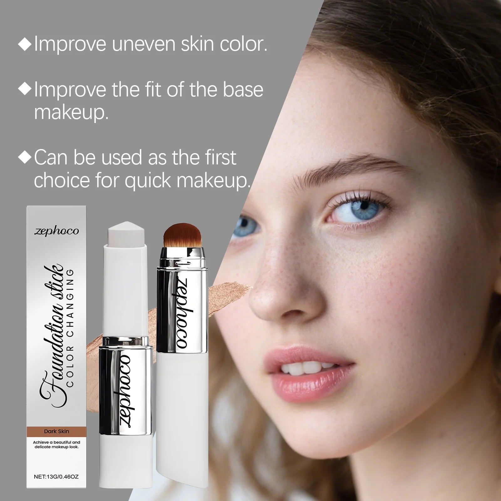Color Changing Foundation Stick Blemish Cover Concealer Moisturizing Skin Brightening Invisible Pores High Coverage Makeup Base BeautyBond