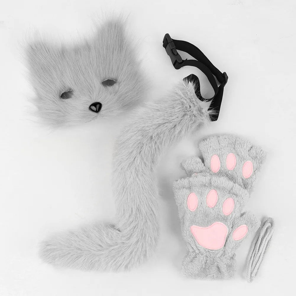 Therian Mask and Tail Halloween Costume Furry Cat Mask for Halloween Party Role Play Birthday Festival Stage Performance BeautyBond
