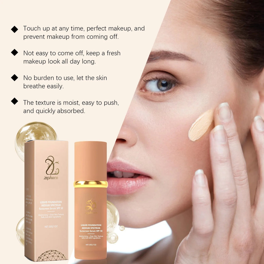 4-in-1 Foundation Liquid Soft Matte Long Lasting Hydrating Makeup Base Spf 50 Waterproof Magic Color Changing Foundation Liquid BeautyBond