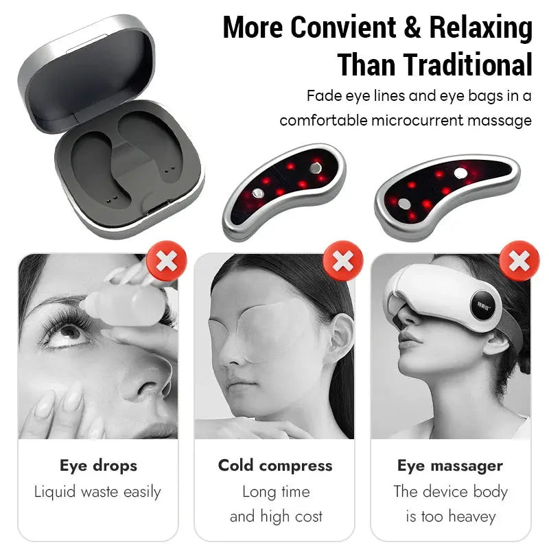 Led Red Light Eye Care Therapy EMS Pulse Micro-current Device Eye Massager To Relieve Fatigue For Treatment Under Eye Wrinkle BeautyBond