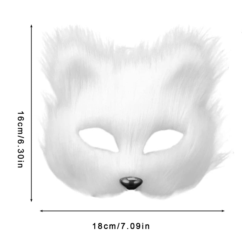 Plush Therian Mask Halloween Cosplays Costume Accessorie Dress up Sexy Cats Mask Half Face Faux Furs Foxes  Mask BeautyBond