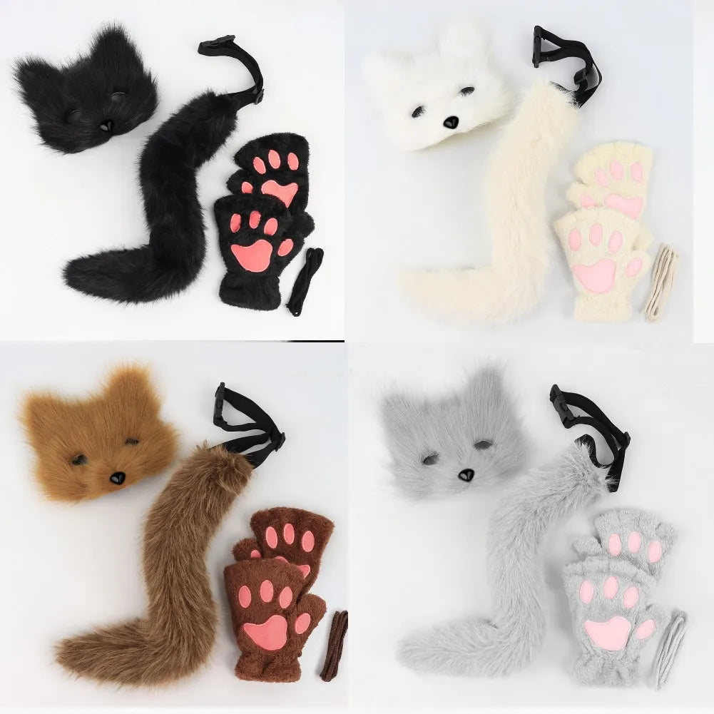 Therian Mask and Tail Halloween Costume Furry Cat Mask for Halloween Party Role Play Birthday Festival Stage Performance BeautyBond