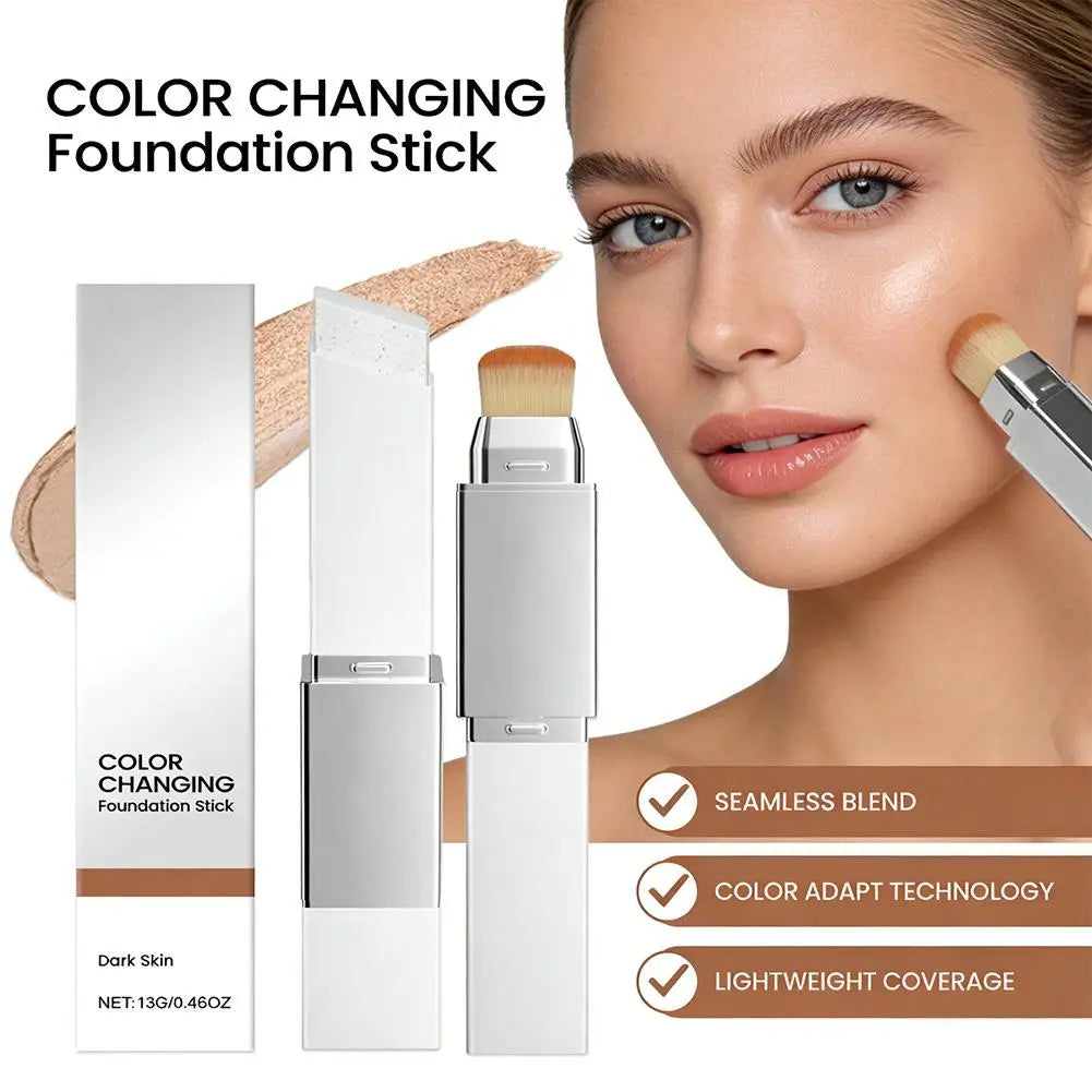 2-in-1 Foundation Stick Liquid Lightweight Moisturizing Brightening Foundation Color Changing For All Skin Types Base Makeup BeautyBond