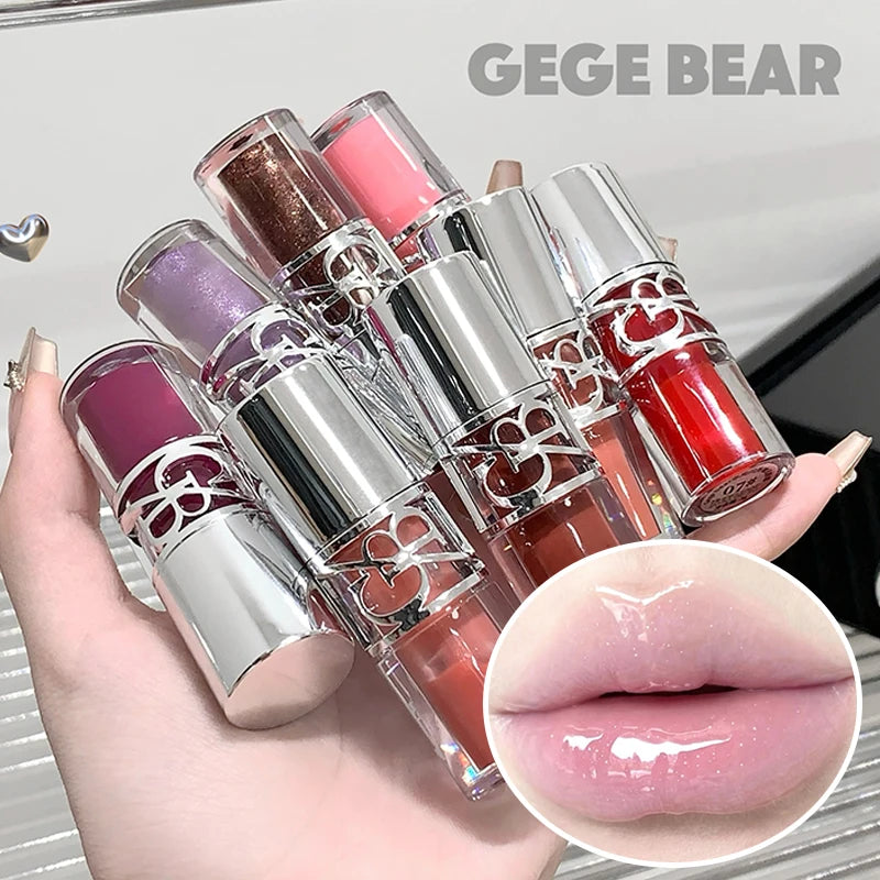 Gege Bear Glittering Mirror Lip Glaze, Watery Shimmering Light Lip Gloss Makeup 8 Colors, Hydrating Moisturizing, Long Lasting BeautyBond