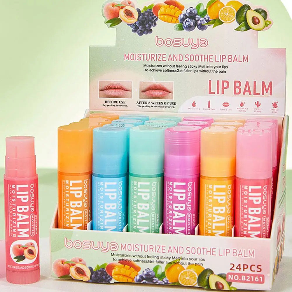 6/24pcs Assorted Fruit Flavor Lip Balm Set - Hydrating, Nourishing & Prevents Chapped Lips - Care for Dry Lips & Fine Lines BeautyBond