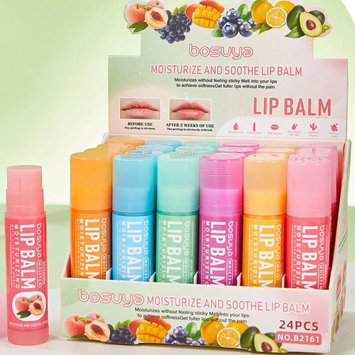 6/24pcs Assorted Fruit Flavor Lip Balm Set - Hydrating, Nourishing & Prevents Chapped Lips - Care for Dry Lips & Fine Lines BeautyBond
