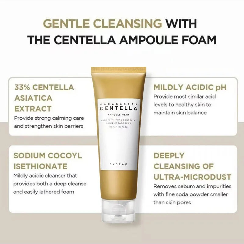 Centella Face Refreshing Foaming Cleanser,Gentle Removes Dirt,Oil Control Deep Cleansing Calming Ampoule Foam,Korean Skincare BeautyBond
