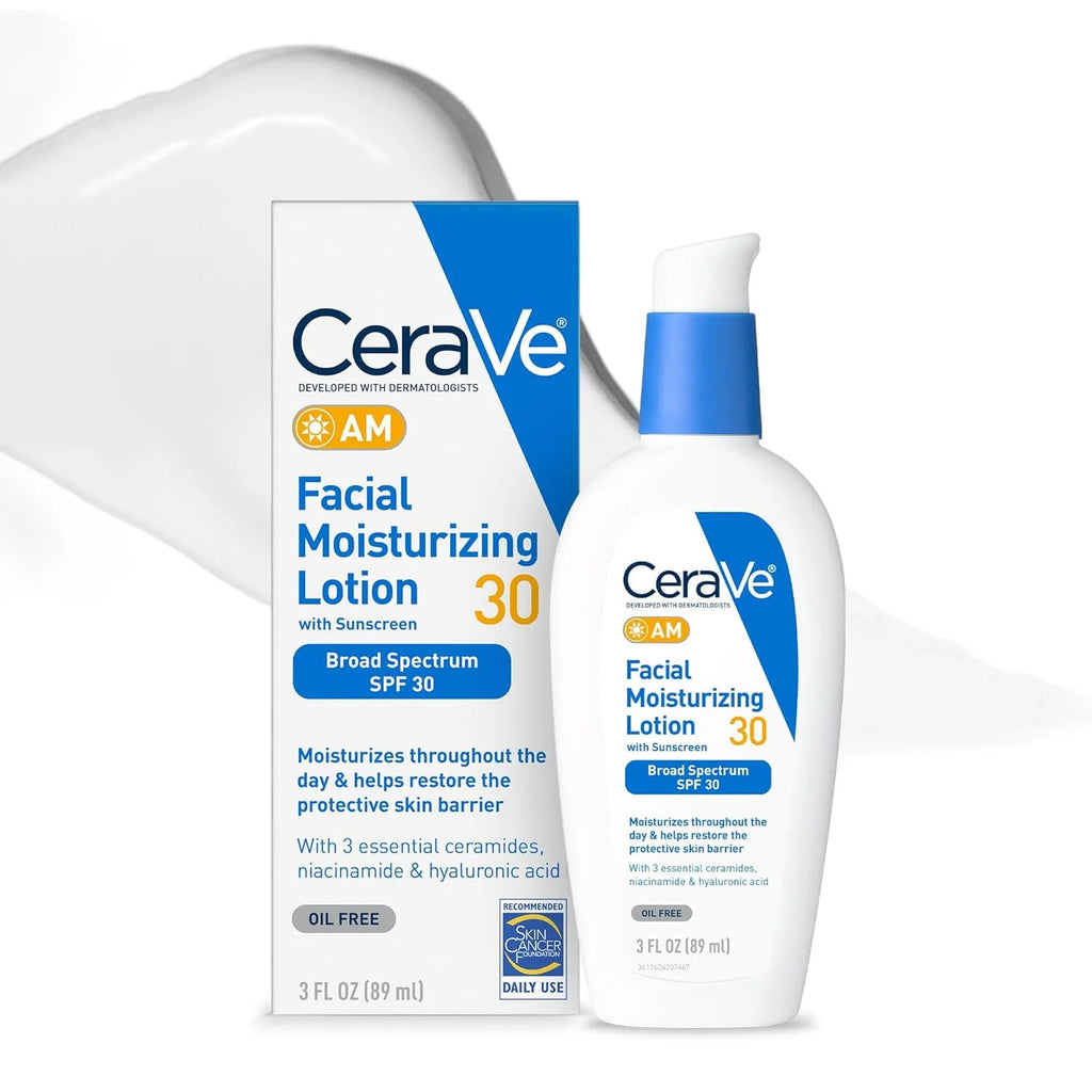 CeraVe AM Facial Moisturizing Lotion SPF 30 – Oil-Free with Ceramides & Hyaluronic Acid, 3 oz BeautyBond