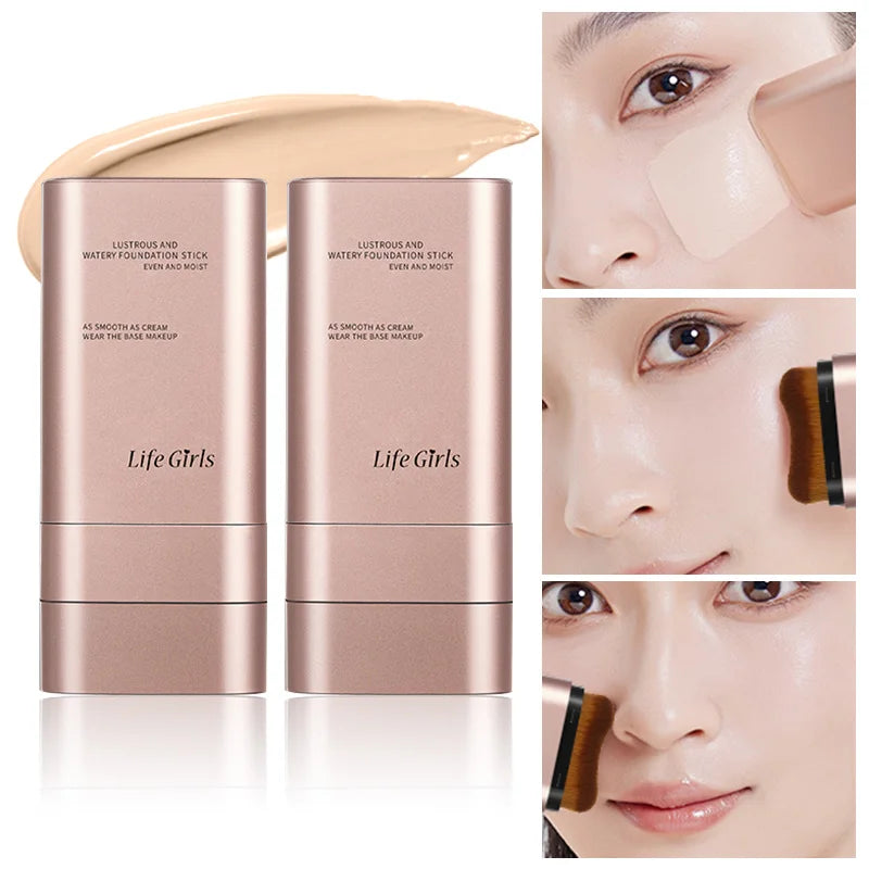 Light and Moist Hydrating Foundation, Natural-Looking, Moisturizing, Shiny, Thin and Lightweight, Double-Headed Makeup Foundation That Rotates for Easy Use, with Its Own Brush, Waterproof, Easy to Apply Makeup, and Easy for B BeautyBond