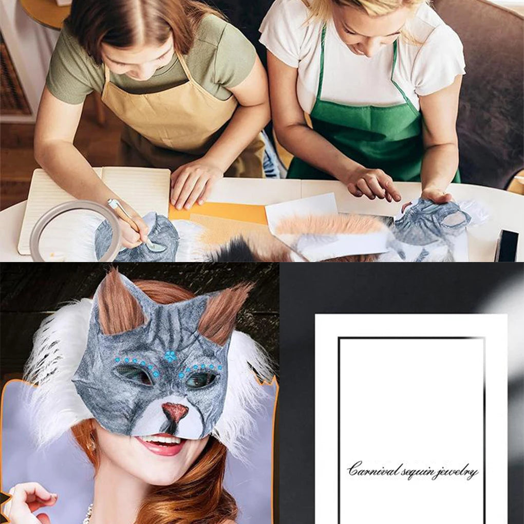 Unpainted Therian Mask Kit Paper Blank Masks Half Face Hand-painted Cat Mask DIY Masks For Masquerade Cosplay Party Christmas BeautyBond
