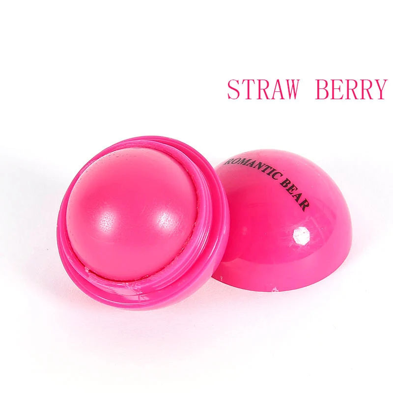 Fruit Flavor Lip Balm Cute Round Ball Pure Natural Plant Kids Baby Girls Lips Balm Moisturizing Romantic Bear BeautyBond