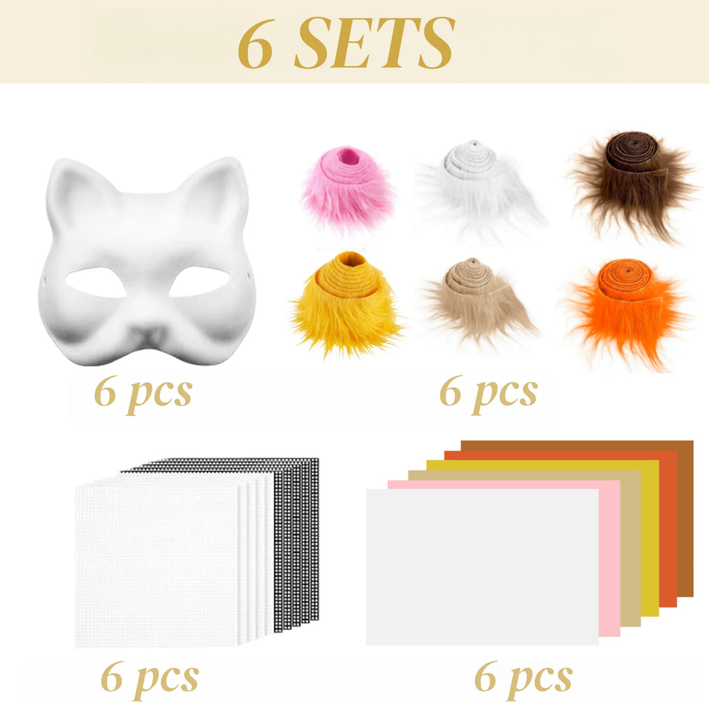 Therian Mask DIY Kit — Bulk Set with Faux Fur, Felt & Mesh (6/12/30 Sets) BeautyBond