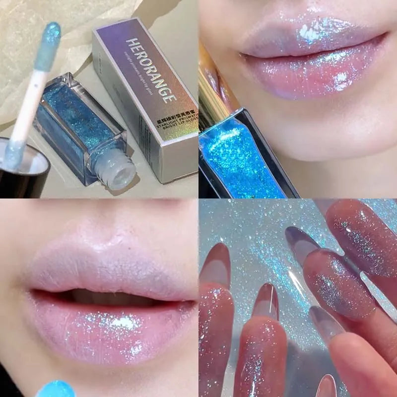 HERORANGE Glittering Mirror Lip Glaze, Watery Shimmering Light Lip Gloss Makeup 6 Colors, Hydrating Moisturizing, Long Lasting BeautyBond