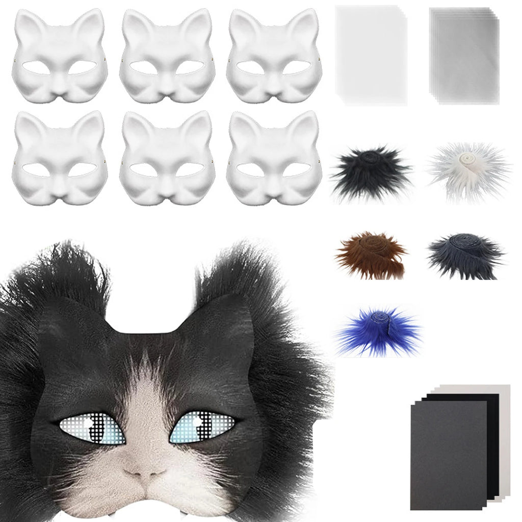 Therian Cat Mask DIY Kit — With Felt Fabric, Eye Mesh & Faux Wool BeautyBond