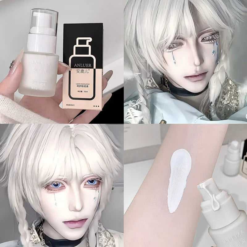Pure White Liquid Foundation 30ml Matte Full Coverage Long Lasting Waterproof Face Makeup Base Cream For Cosplay Halloween Stage BeautyBond