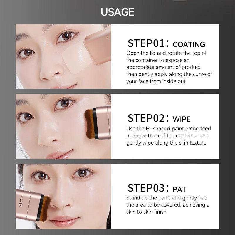 Light and Moist Hydrating Foundation, Natural-Looking, Moisturizing, Shiny, Thin and Lightweight, Double-Headed Makeup Foundation That Rotates for Easy Use, with Its Own Brush, Waterproof, Easy to Apply Makeup, and Easy for B BeautyBond