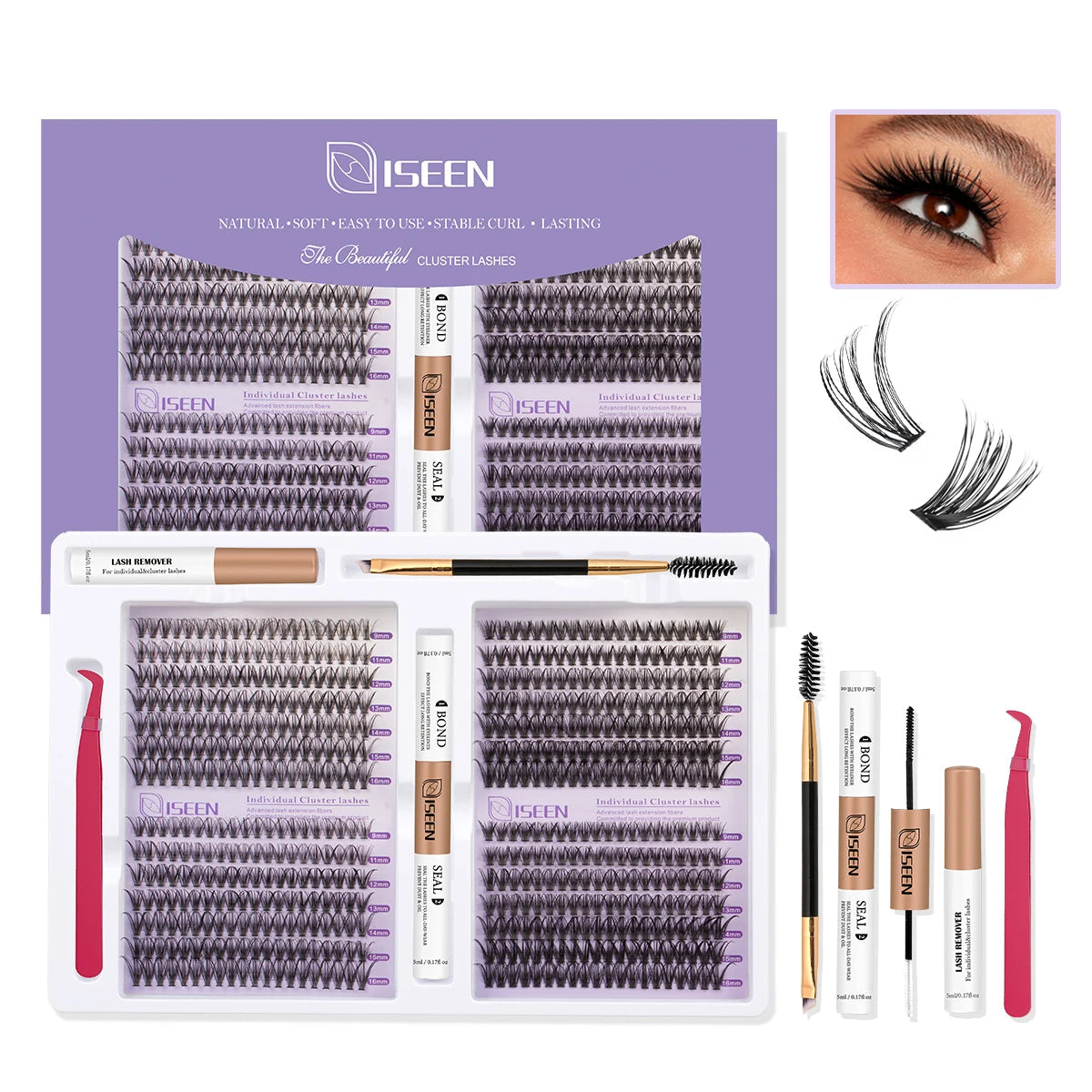 Eyelashes Cluster Cat Eye Lashes Natural long Lashes Individual Lashes Mixed Length Eyelash Extension DIY Lashes BeautyBond