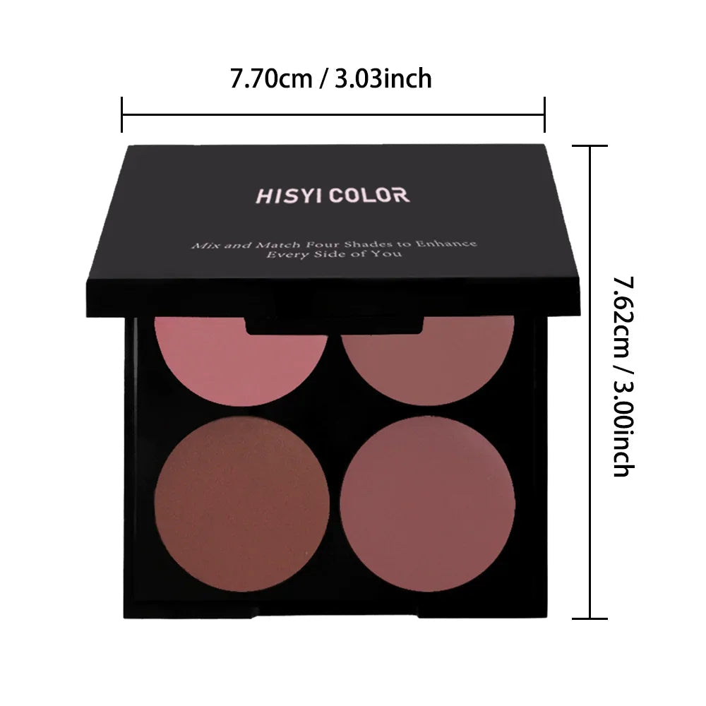 Matte Powder Blush Palette – 4 Shades for Vibrant Long-Lasting Glow, Smooth Easy-Blend, Multi-Look Makeup for Xmas & Winter BeautyBond