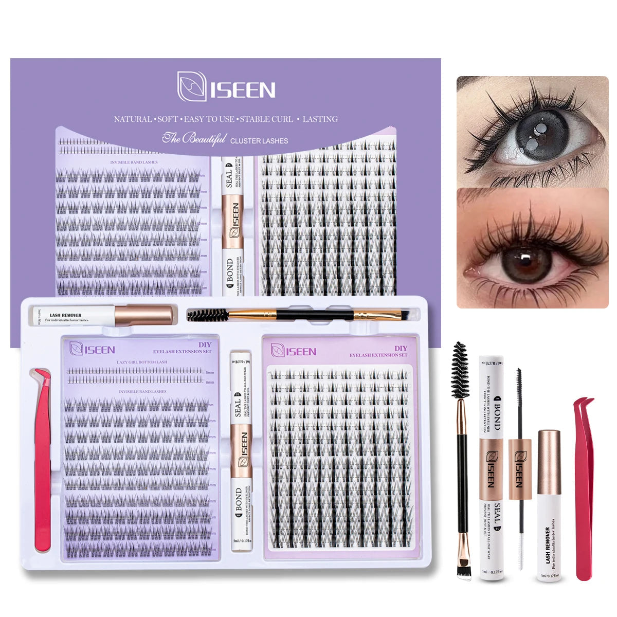 Eyelashes Cluster Cat Eye Lashes Natural long Lashes Individual Lashes Mixed Length Eyelash Extension DIY Lashes BeautyBond