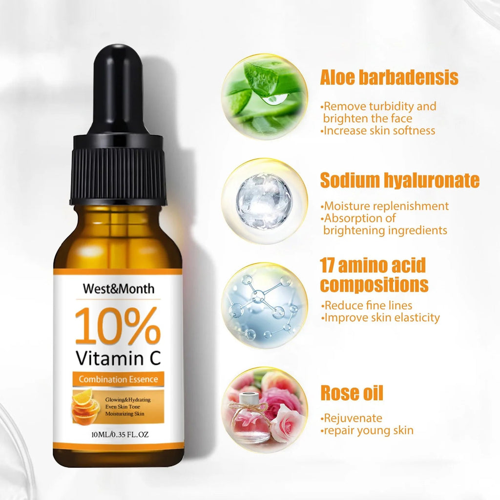 Vitamin C Serum for Face Hyaluronic Acid Lighten Age Black Spots Sunburn Anti-oxidation Wrinkle Remove Shrink Pore Skin Care BeautyBond