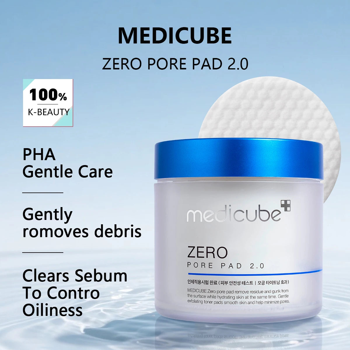 Medicube ZERO PORE PAD 2.0,Pre-Soaked Dual-Texture Cotton Pads,Hydrating&Soothing Formula,Korean Skincare,K-Beauty,Korean Makeup BeautyBond
