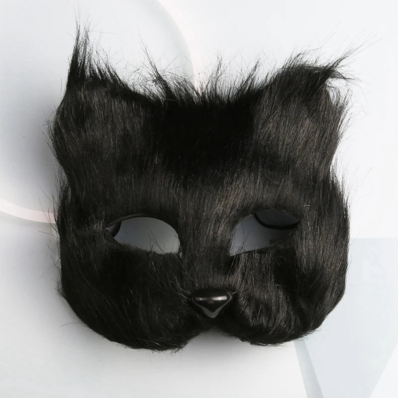 Plush Therian Mask Halloween Cosplays Costume Accessorie Dress up Sexy Cats Mask Half Face Faux Furs Foxes  Mask BeautyBond