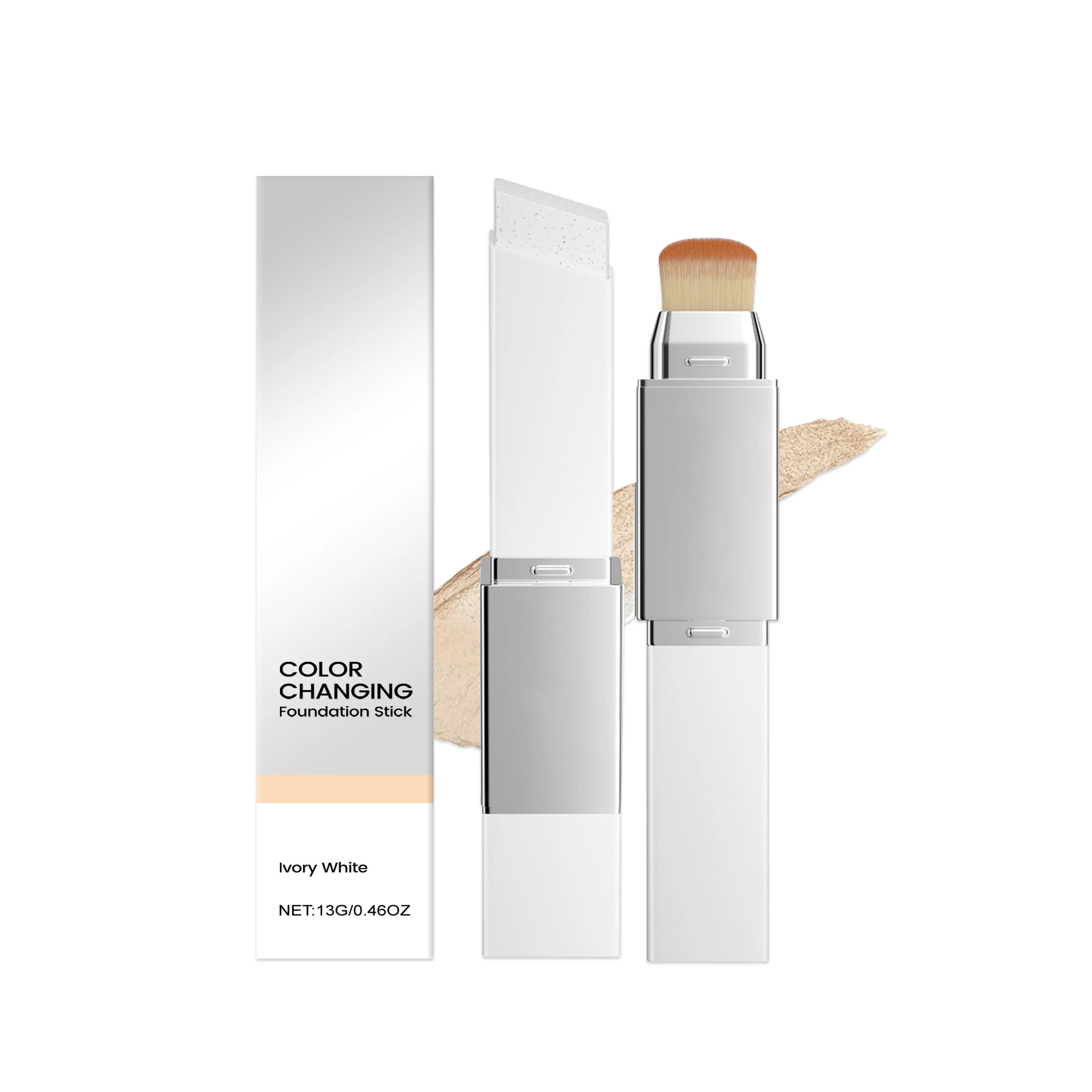 2-in-1 Color-Changing Foundation Make-Up Stick Liquid Double Head with Brush Lightweight Brightening Matte Liquid Base Cosmetics BeautyBond