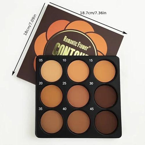 9-Color Dark Bronze Foundation Palette, Contouring, Concealer, Makeup Setting, Oil-Control Foundation, Shadow, Nose Shadow Palette, Matte Natural with Delicate Glitter BeautyBond