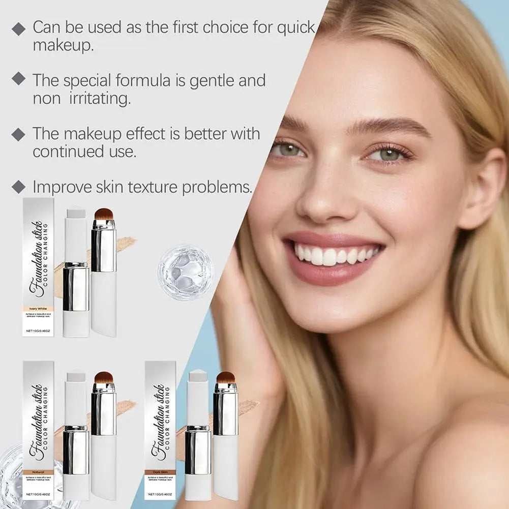2-in-1 Color-Changing Foundation Liquid Stick Lasting Concealer Lightweight Moisturizing Brightening Matte Natural Base Makeup BeautyBond