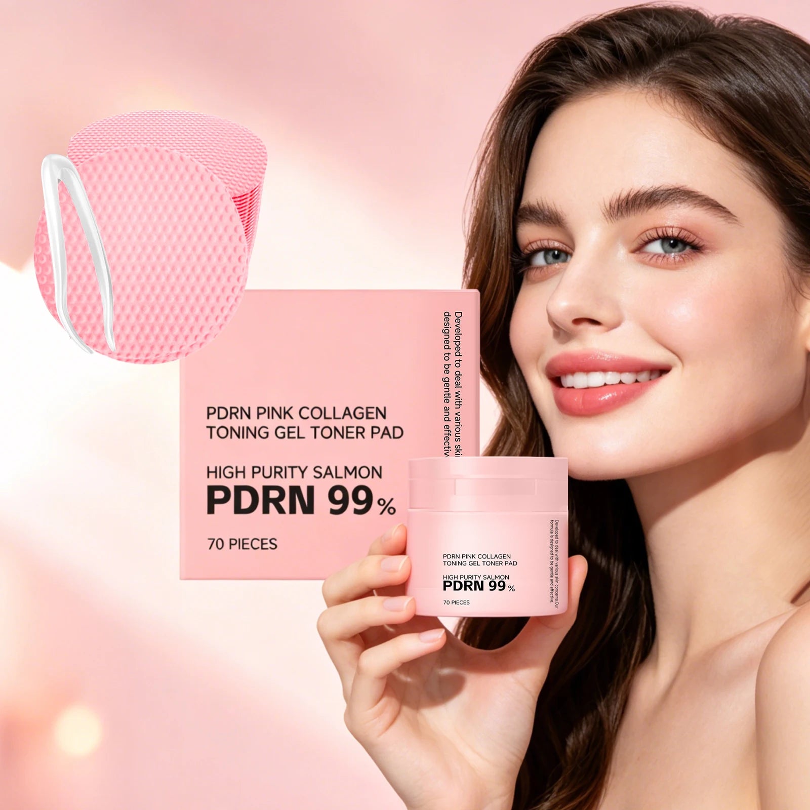 PDRN Collagen Toner Pads Repair Skin Barrier Calm Redness Hydrate Skin Reduce Skin Fine Lines Brighten Dullness Facial Toner Pad BeautyBond