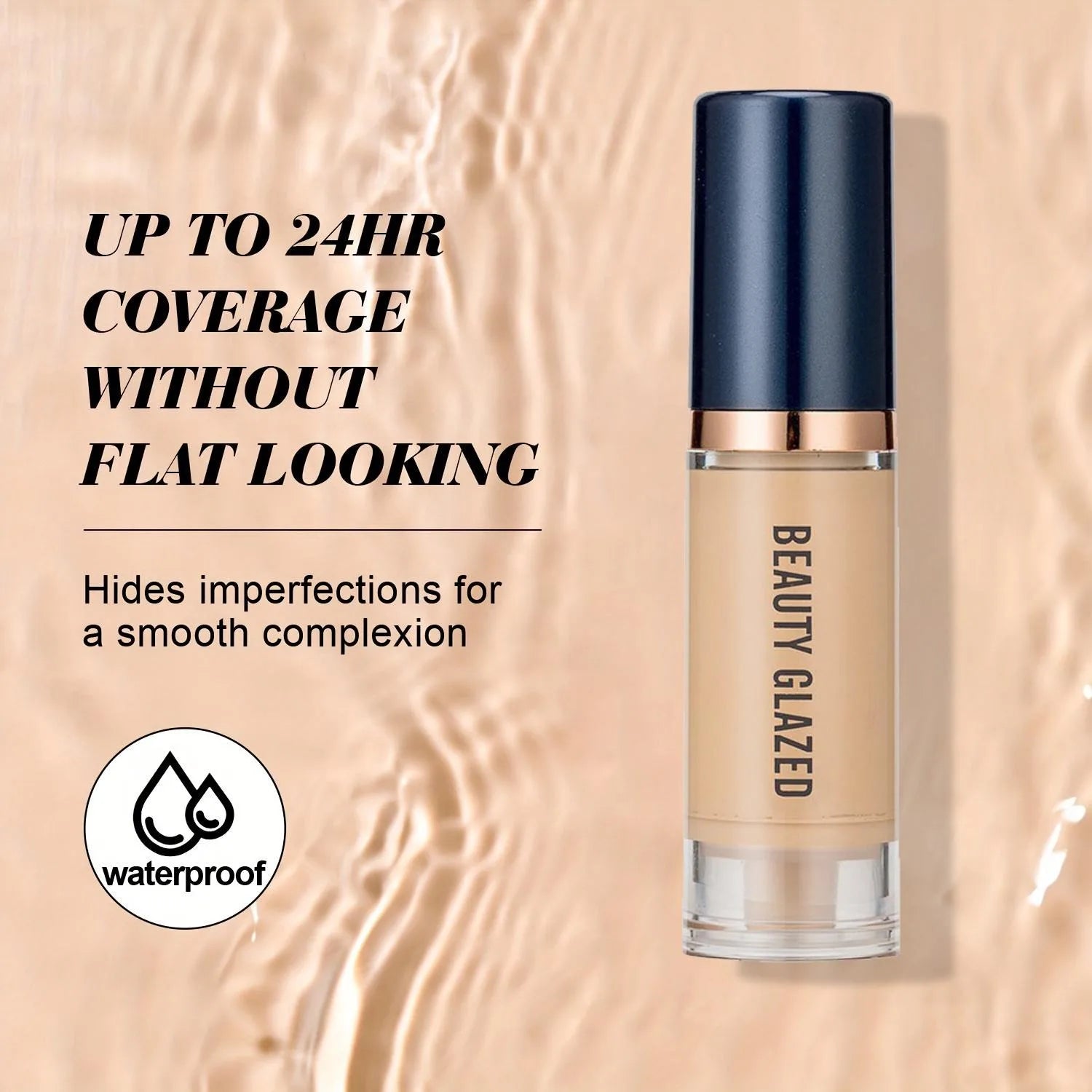 BEAUTY GLAZED 3Pcs Face Makeup Set,Matte Long lasting Waterproof Liquid Foundation+Primer+Puff BeautyBond