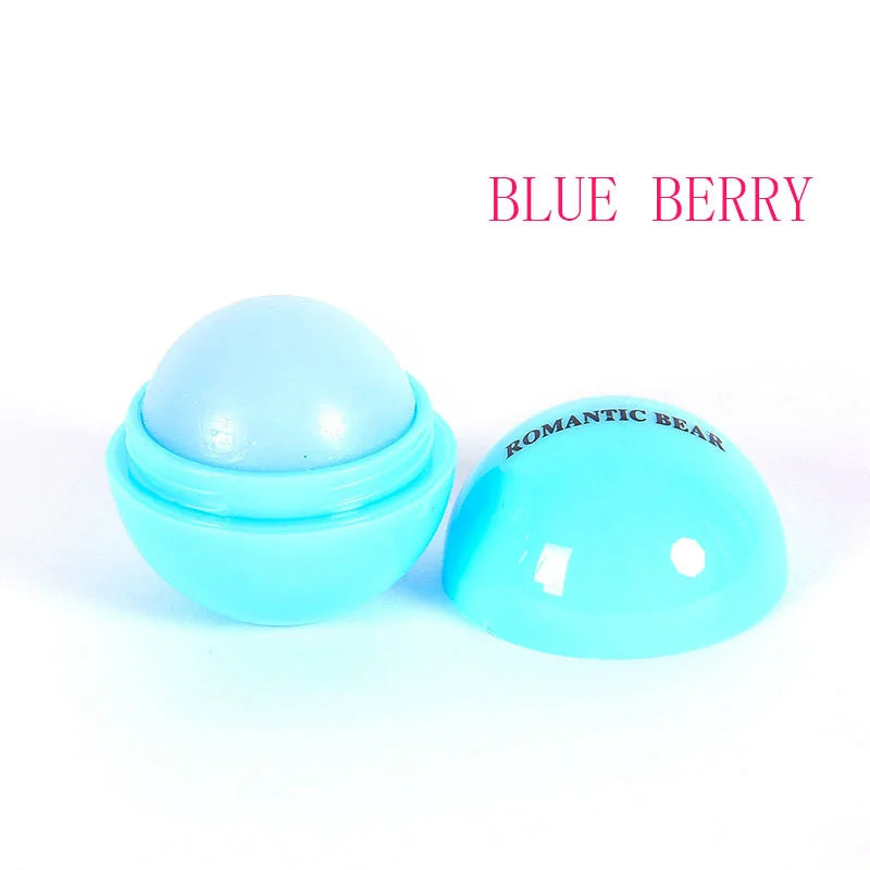 Fruit Flavor Lip Balm Cute Round Ball Pure Natural Plant Kids Baby Girls Lips Balm Moisturizing Romantic Bear BeautyBond