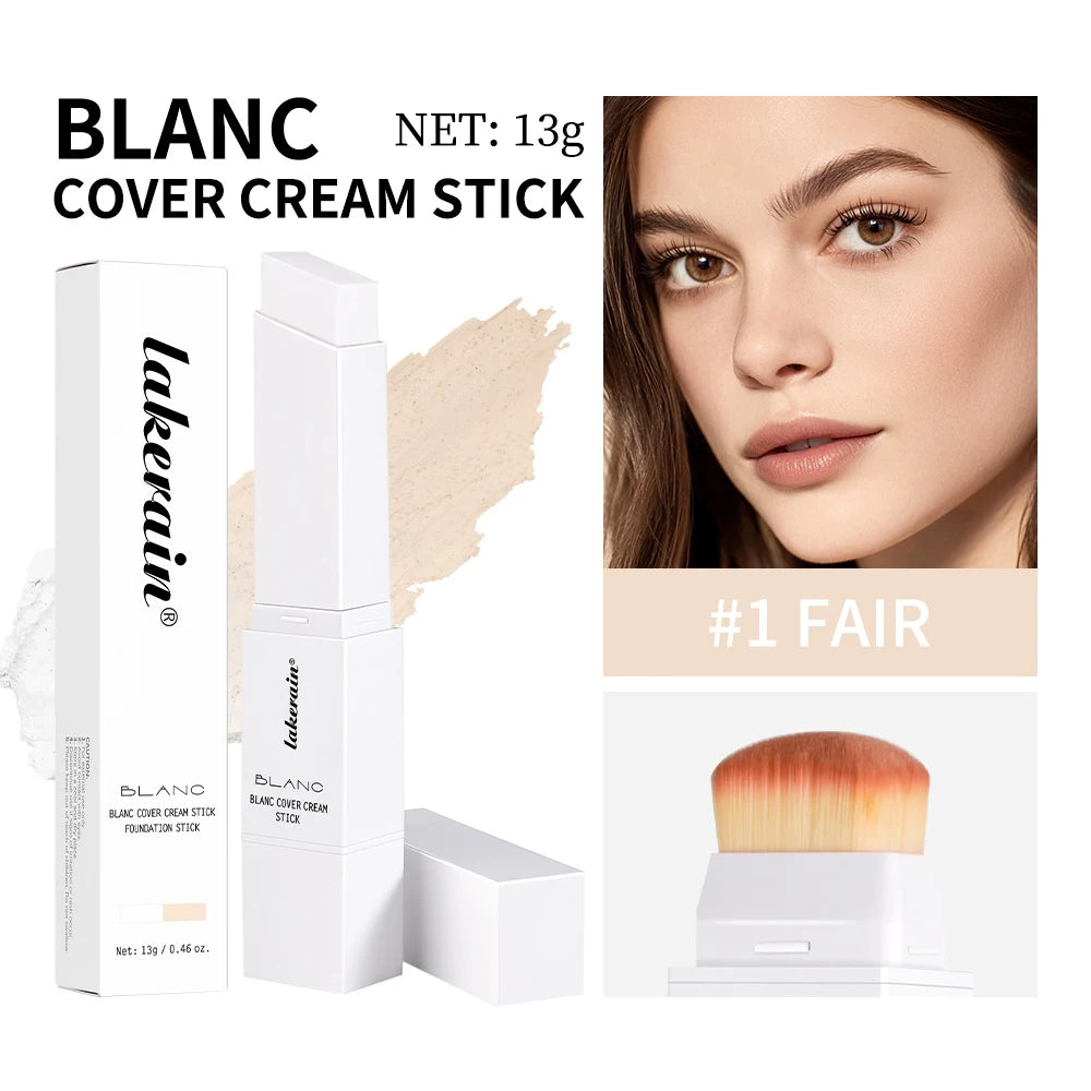 Blanc Cover Cream Stick Color Changing Foundation with Detachable Brush Coverage Changing Foundation Stick Base Makeup BeautyBond