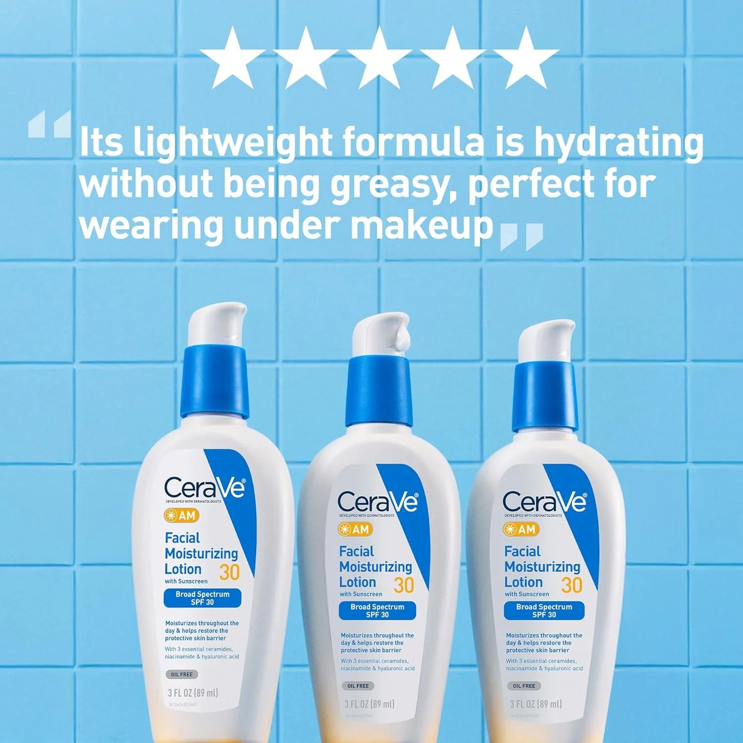 CeraVe AM Facial Moisturizing Lotion SPF 30 – Oil-Free with Ceramides & Hyaluronic Acid, 3 oz BeautyBond