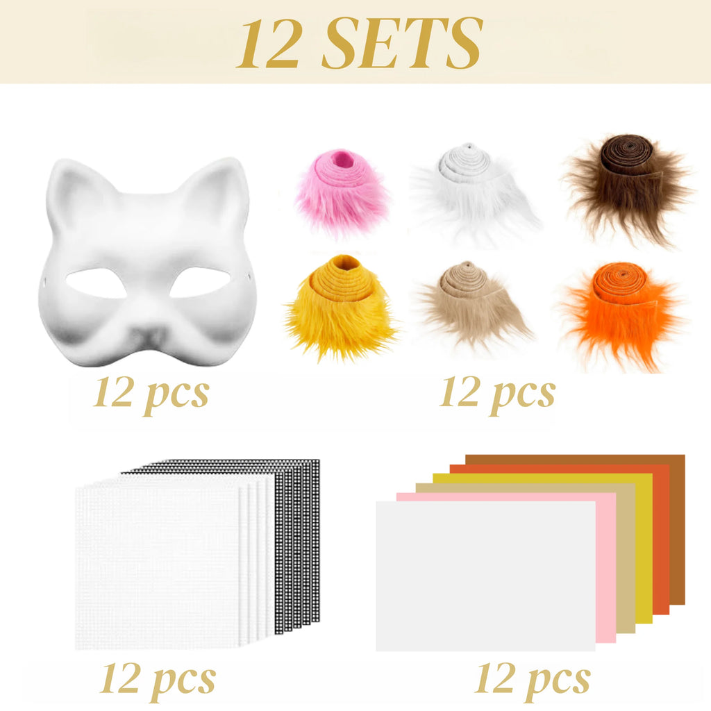 Therian Mask DIY Kit — Bulk Set with Faux Fur, Felt & Mesh (6/12/30 Sets) BeautyBond