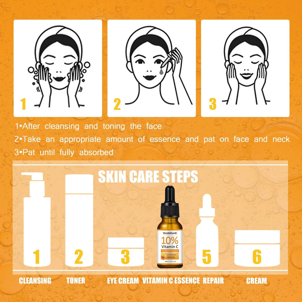 Vitamin C Serum for Face Hyaluronic Acid Lighten Age Black Spots Sunburn Anti-oxidation Wrinkle Remove Shrink Pore Skin Care BeautyBond
