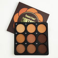 9-Color Dark Bronze Foundation Palette, Contouring, Concealer, Makeup Setting, Oil-Control Foundation, Shadow, Nose Shadow Palette, Matte Natural with Delicate Glitter BeautyBond