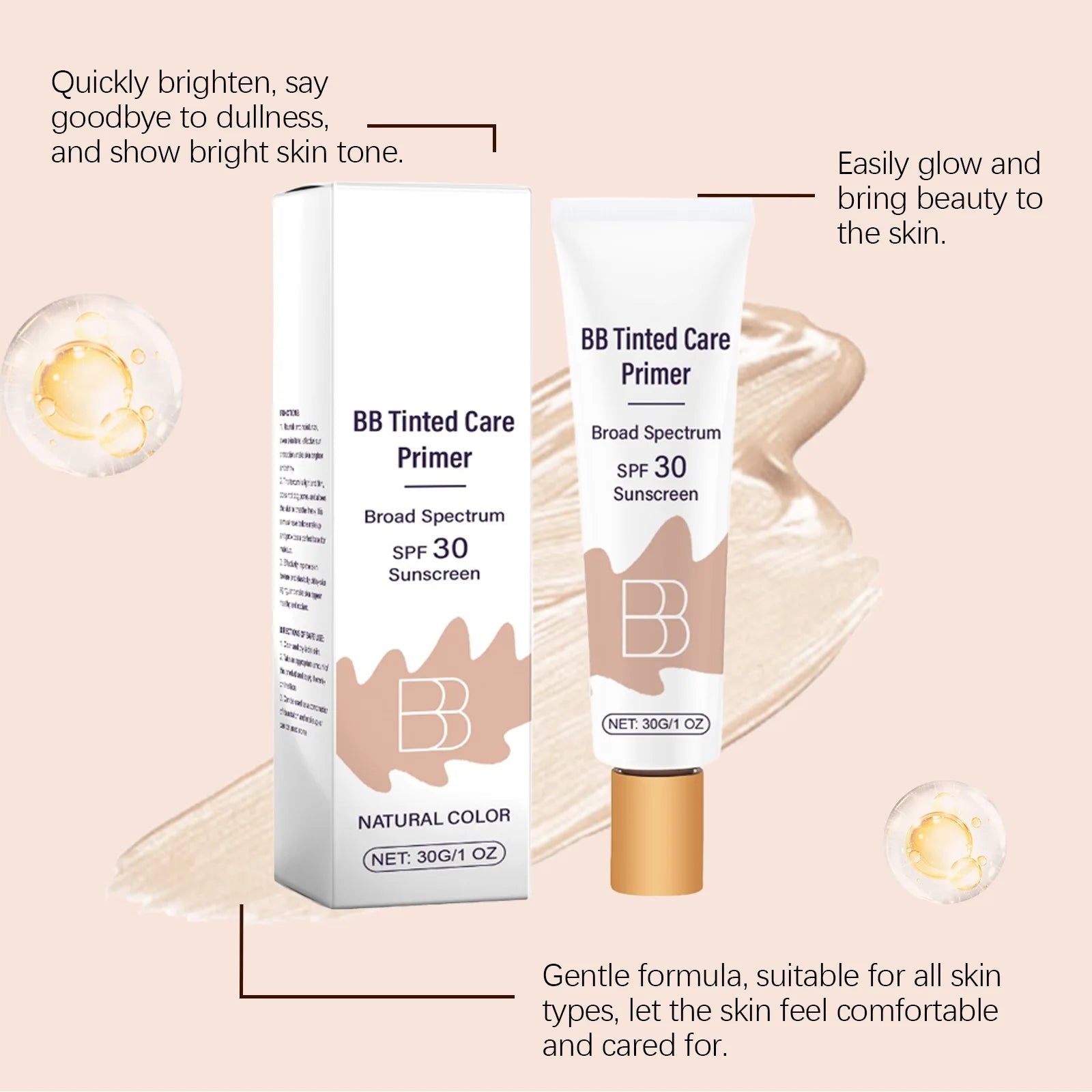 Sunscreen BB Cream Protect Sun Burn Calm Redness Balance Oil Shine Conceal Face Blemish Enhance Skin Barrier Portable Concealer BeautyBond