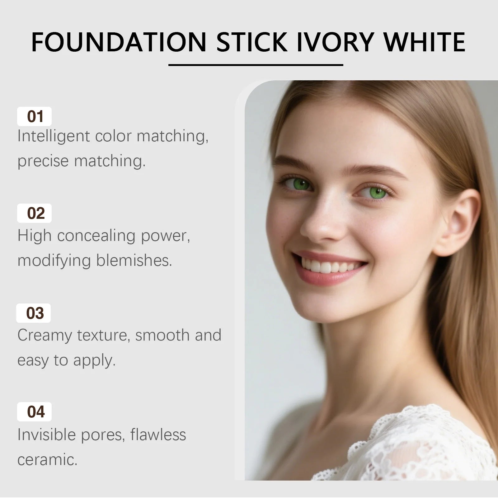 2-in-1 Color-Changing Foundation Make-Up Stick Liquid Double Head with Brush Lightweight Brightening Matte Liquid Base Cosmetics BeautyBond