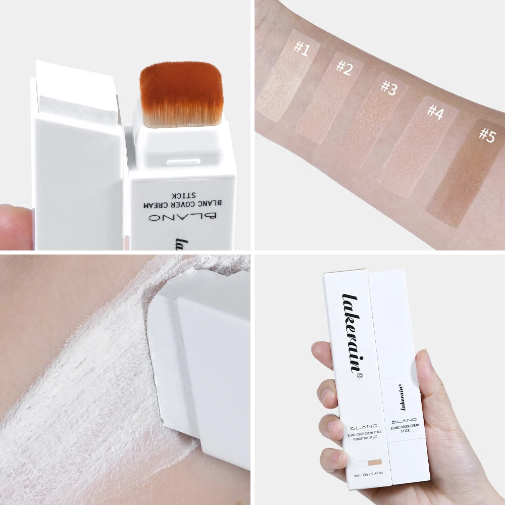 Blanc Cover Cream Stick Changing Foundation Stick Color Changing Foundation with Detachable Brush Hight Coverage Base Makeup BeautyBond