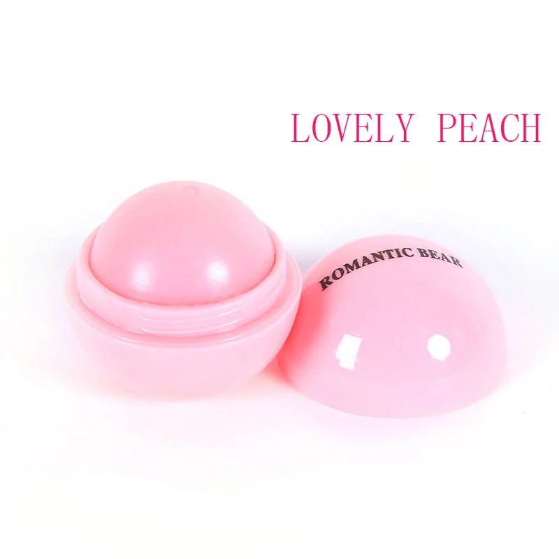 Fruit Flavor Lip Balm Cute Round Ball Pure Natural Plant Kids Baby Girls Lips Balm Moisturizing Romantic Bear BeautyBond