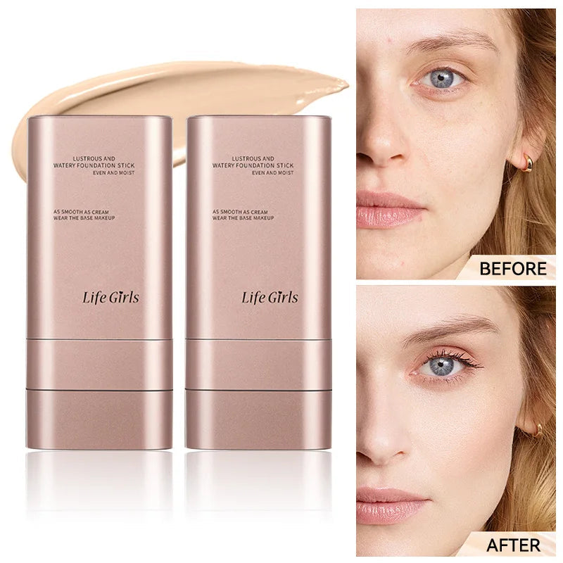Light and Moist Hydrating Foundation, Natural-Looking, Moisturizing, Shiny, Thin and Lightweight, Double-Headed Makeup Foundation That Rotates for Easy Use, with Its Own Brush, Waterproof, Easy to Apply Makeup, and Easy for B BeautyBond