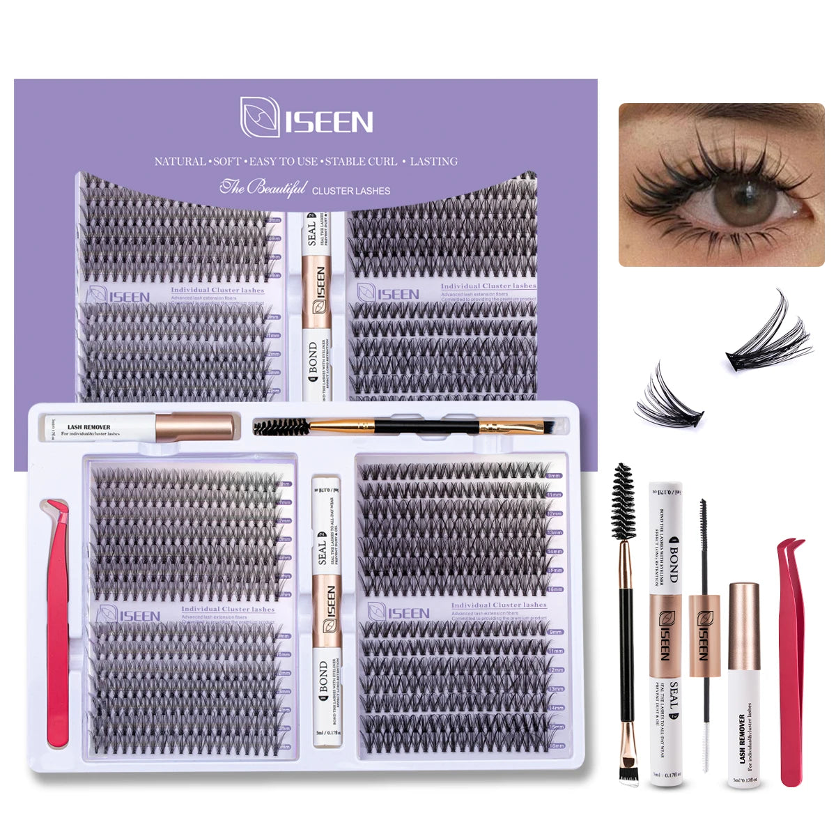 Eyelashes Cluster Cat Eye Lashes Natural long Lashes Individual Lashes Mixed Length Eyelash Extension DIY Lashes BeautyBond