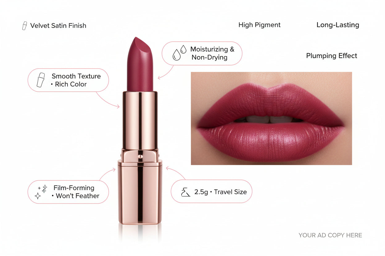 Lipstick application on lips with close-up shots